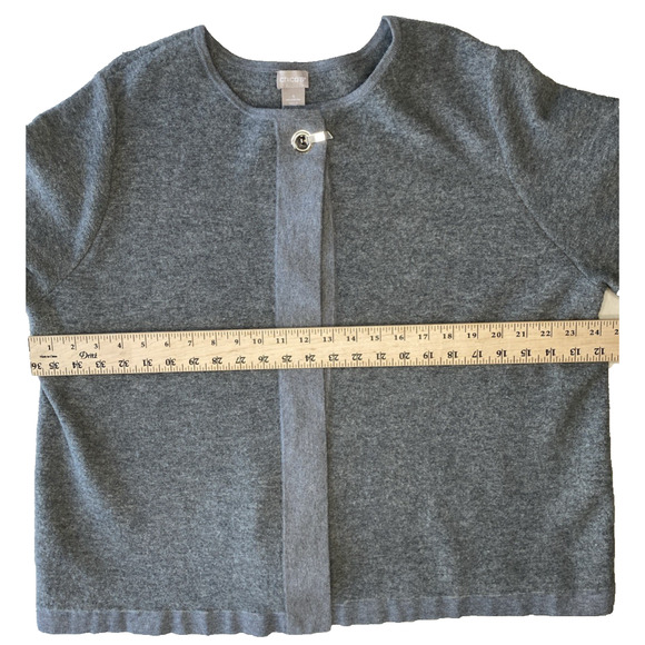 Chico's Cardigan Womens Size 4 ( US XXL) Gray Stretch Knit Sweater Career Office - Picture 10 of 11